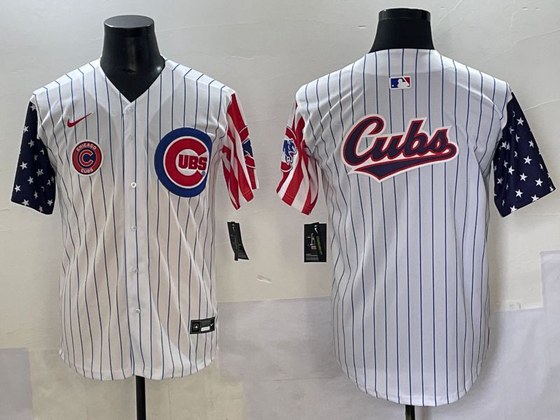 Men 2025 Chicago Cubs Blank White Stripe a generation of national flags Joint Name Nike MLB Jersey style 6->chicago cubs->MLB Jersey
